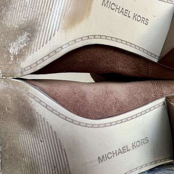 Michael Kors Cognac Brown Suede Mid Calf Pull On Western Boots Women’s 8.5 M - Picture 15 of 16